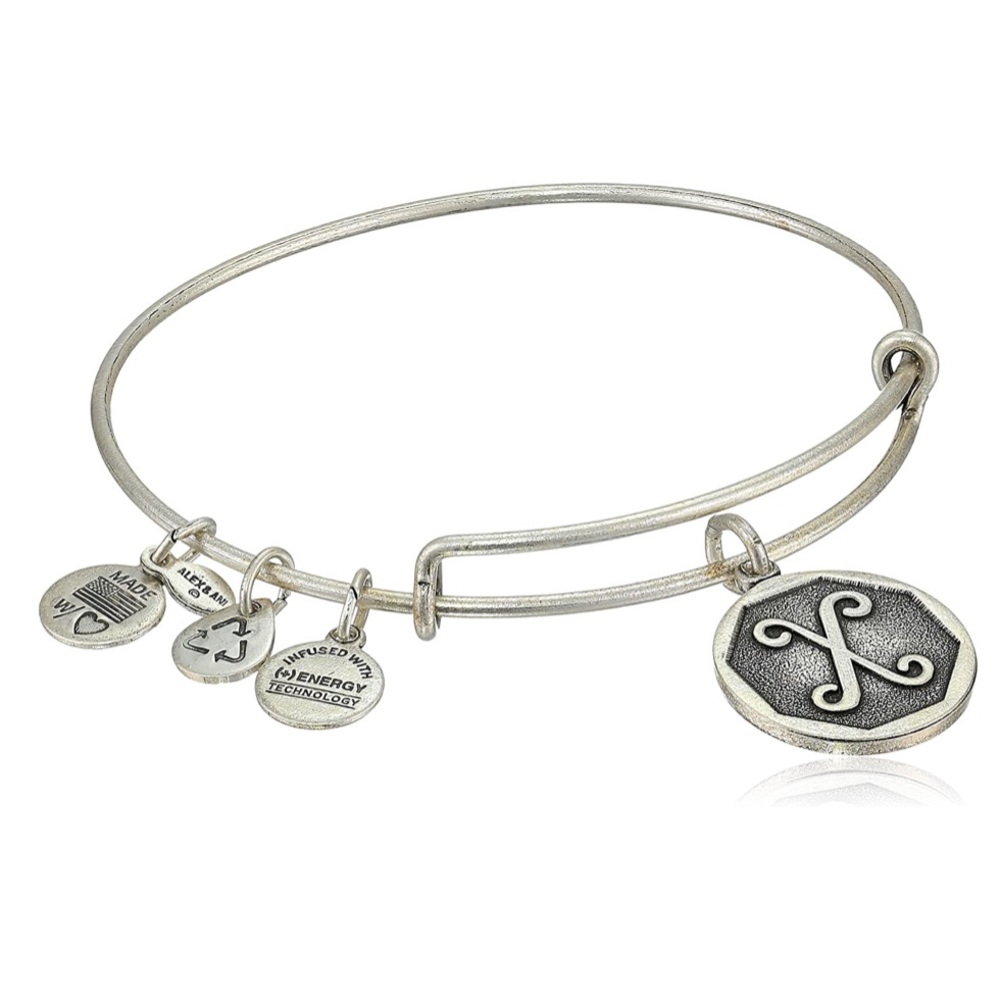 Alex and Ani Initial X Expandable Wire Bangle Bracelet New with Tag in Package